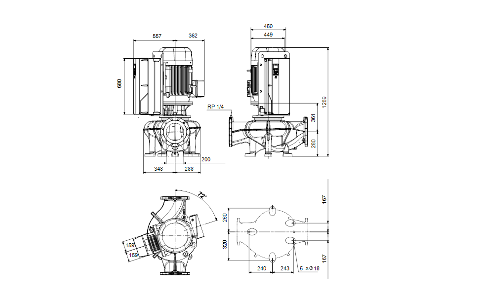GRUNDFOS Einstufige Inlinepumpe TPE 200-290/4 SC-A-F-A-BQQE-SW3 -Art. 99474599