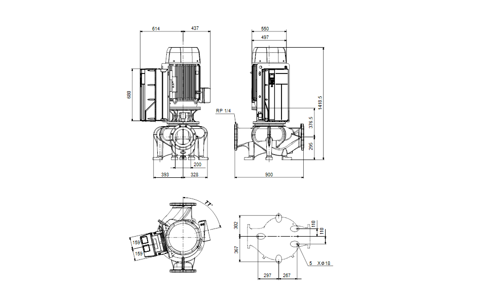 GRUNDFOS Einstufige Inlinepumpe TPE 200-320/4 NC-A3-F-O-DAQF-UW3 -Art. 99473979