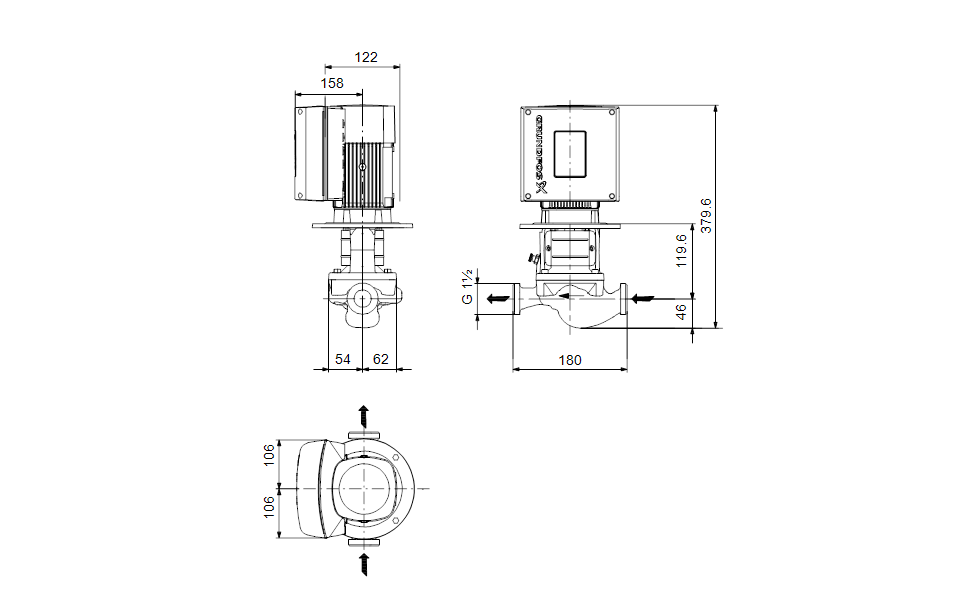 GRUNDFOS Einstufige Inlinepumpe TPE 25-50/2 A-O-A-BQQE-AWB -Art. 98525613