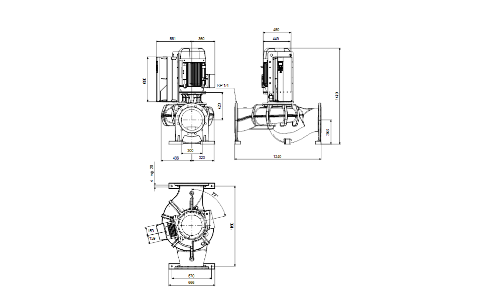 GRUNDFOS Einstufige Inlinepumpe TPE 300-250/4 NC-A-F-O-BQQE-TW3 -Art. 99473962
