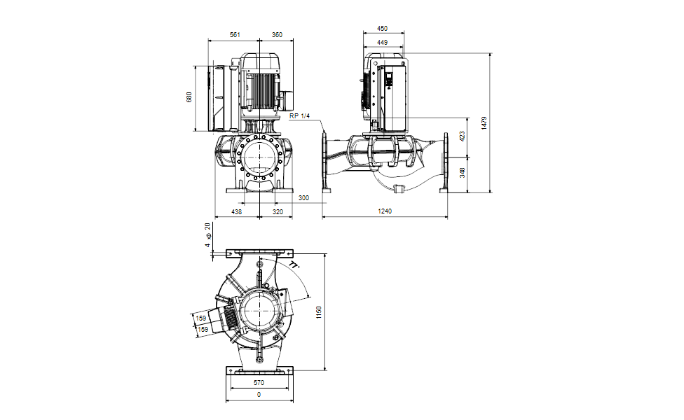 GRUNDFOS Einstufige Inlinepumpe TPE 300-250/4 NC-A3-F-O-DAQF-TW3 -Art. 99473985