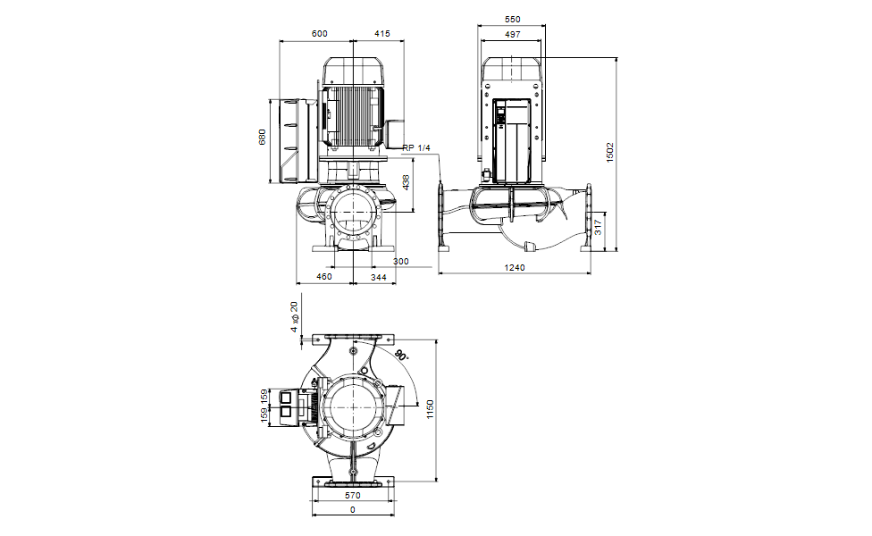 GRUNDFOS Einstufige Inlinepumpe TPE 300-290/4 NC-A3-F-O-DAQF-UW3 -Art. 99474016