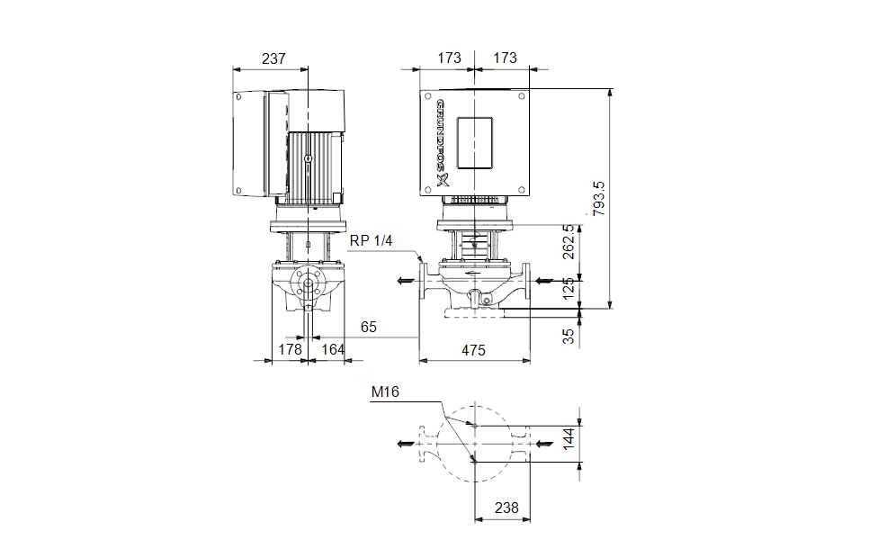 GRUNDFOS Einstufige Inlinepumpe TPE 65-460/2 S-A-F-A-BQQE-NWB -Art. 99114673