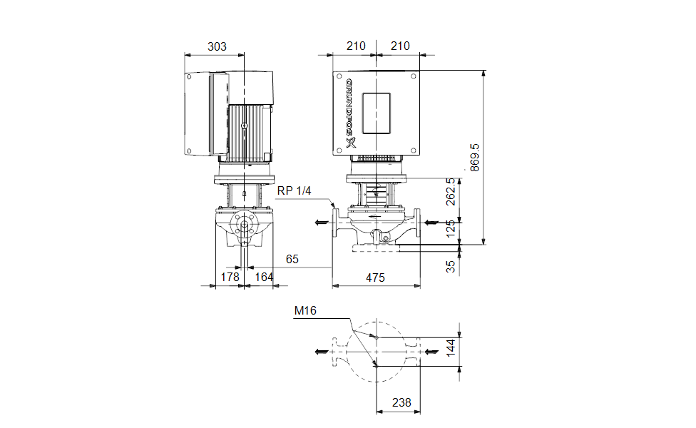 GRUNDFOS Einstufige Inlinepumpe TPE 65-660/2 S-A-F-A-BQQE-PWB -Art. 92952045