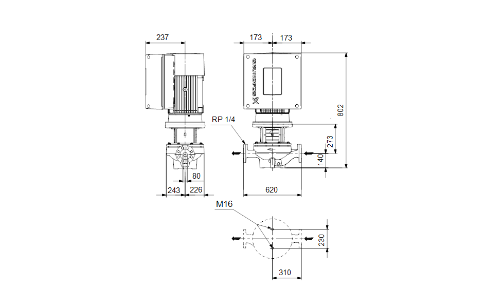 GRUNDFOS Einstufige Inlinepumpe TPE 80-240/4 S-A-F-A-BQQE-LWA -Art. 99114831