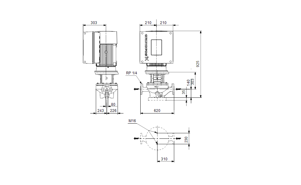 GRUNDFOS Einstufige Inlinepumpe TPE 80-340/4 A-F-A-BQQE-NWA -Art. 92952054