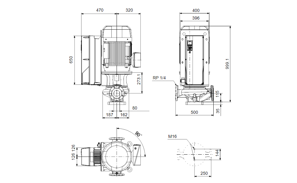 GRUNDFOS Einstufige Inlinepumpe TPE 80-700/2 NC-A-F-A-BQQE-RW1 -Art. 99474015