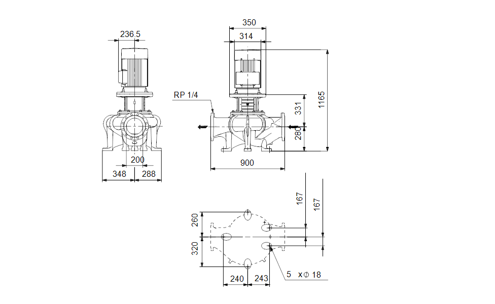 GRUNDFOS Einstufige Inlinepumpe TP 200-160/4 A3-F-O-DAQF-OW3 -Art. 98736605