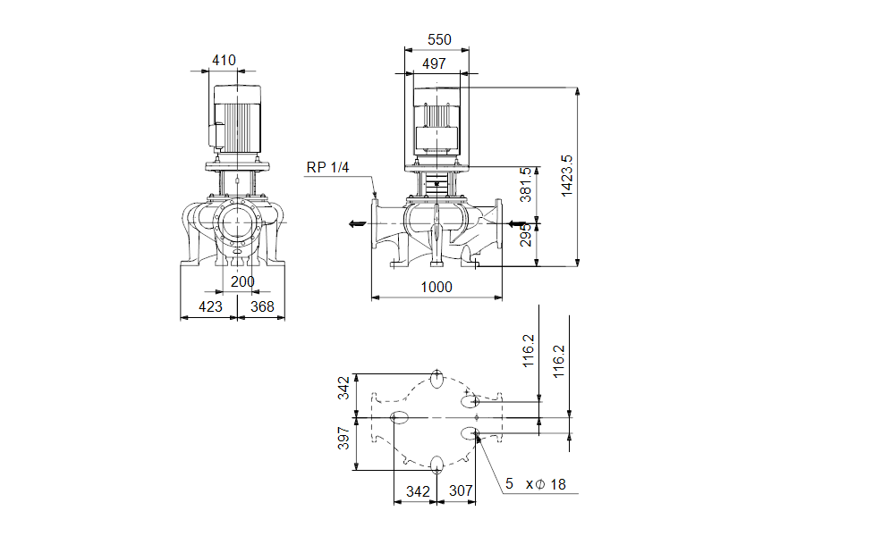 GRUNDFOS Einstufige Inlinepumpe TP 200-400/4 A3-F-O-DAQF-UW3 -Art. 98842922