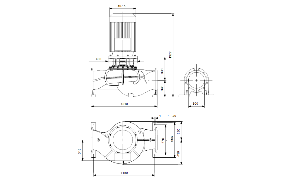 GRUNDFOS Einstufige Inlinepumpe TP 300-190/4 A-F-Y-BAQE-RW3 -Art. 99087638