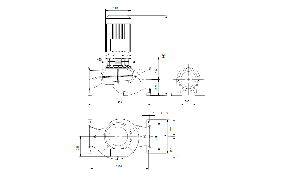 GRUNDFOS Einstufige Inlinepumpe TP 300-220/4 A3-F-O-DQQE-SW3 -Art. 99088531