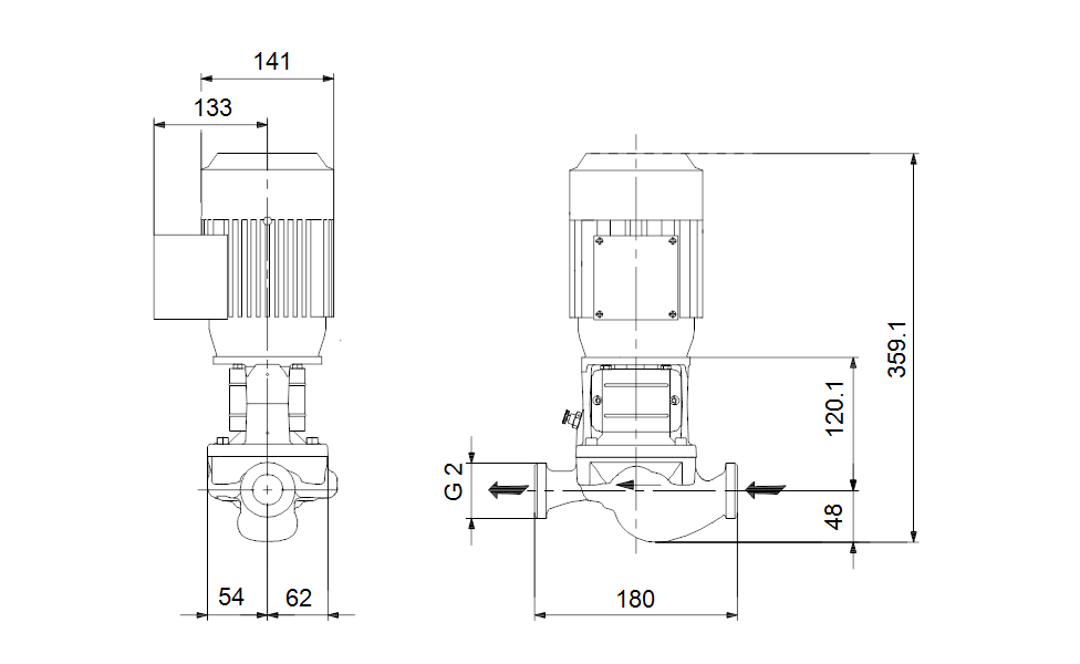 GRUNDFOS Einstufige Inlinepumpe TP 32-50/2 A-O-A-BQQE-AW1 -Art. 98346590