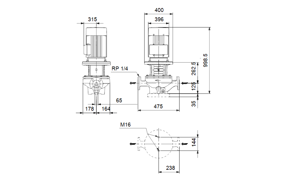 GRUNDFOS Einstufige Inlinepumpe TP 65-930/2 A-F-A-BQQE-RW1 -Art. 96087530