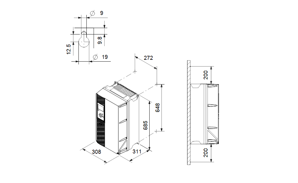 GRUNDFOS Externer Frequenzumrichter CUE3X380-500V IP55 37KW STO DC -Art. 99616795