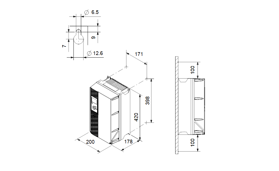 GRUNDFOS Externer Frequenzumrichter CUE3X380-500V IP55 4,0KWSTO DC -Art. 99616787