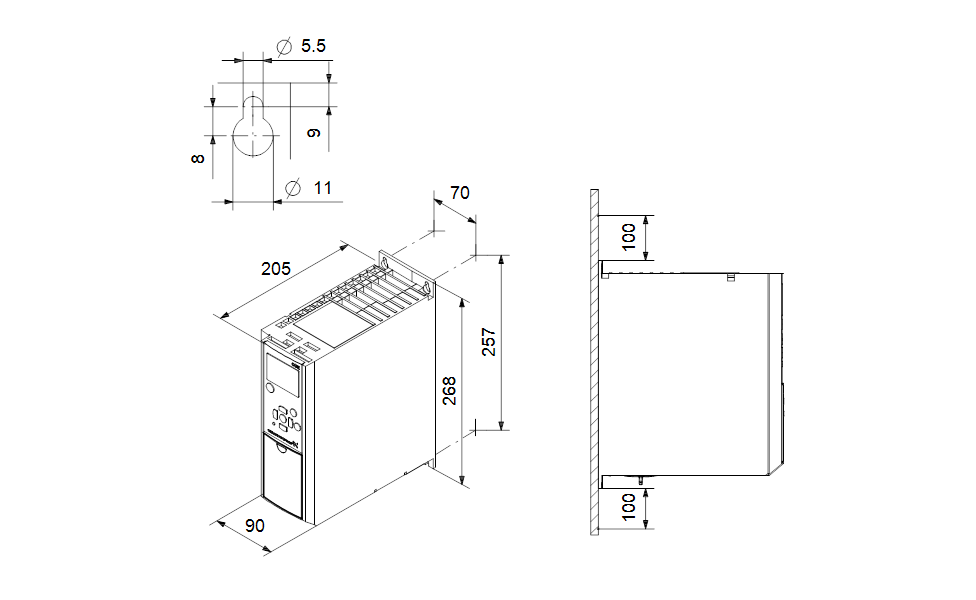 GRUNDFOS Externer Frequenzumrichter CUE 3X380-500V IP20 1,5KW -Art. 99616710