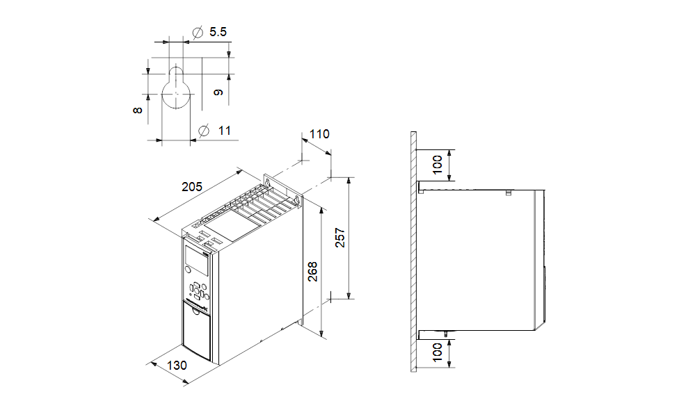 GRUNDFOS Externer Frequenzumrichter CUE 3X380-500V IP20 7,5KW -Art. 99616715