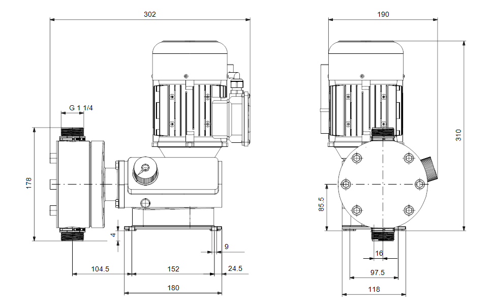 GRUNDFOS Mechanische Dosierpumpe DMX 100-8 B-PVC/V/C-X-E1U3U3XEMAG -Art. 99592033