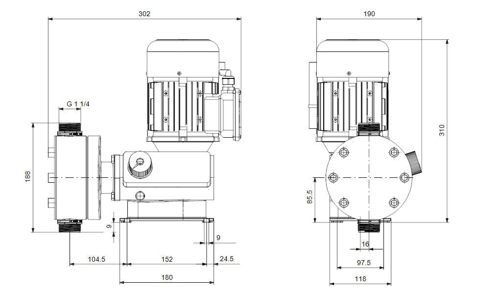 GRUNDFOS Mechanische Dosierpumpe DMX 224-5 B-PVC/E/C-X-E1U3U3XEMAG -Art. 99772481