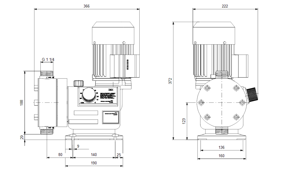 GRUNDFOS Mechanische Dosierpumpe DMX 280-8 B-PVC/E/C-X-G1U3U3XEMAG -Art. 99206052