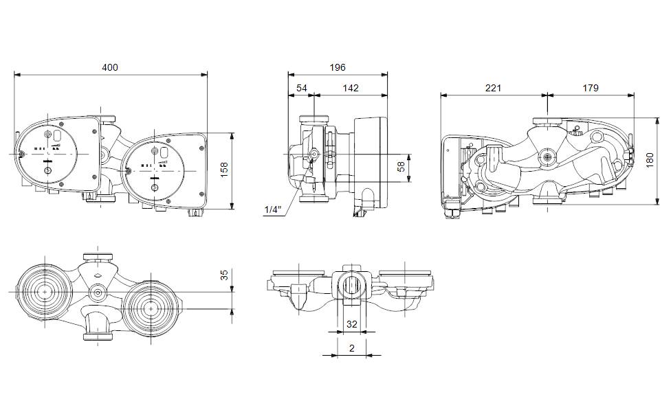 GRUNDFOS Umwälzpumpe MAGNA1 D 32-80 -Art. 99221240
