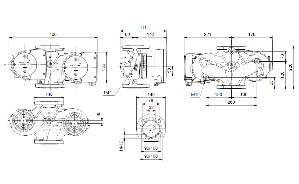 GRUNDFOS Umwälzpumpe MAGNA1 D 32-80 F -Art. 99221279