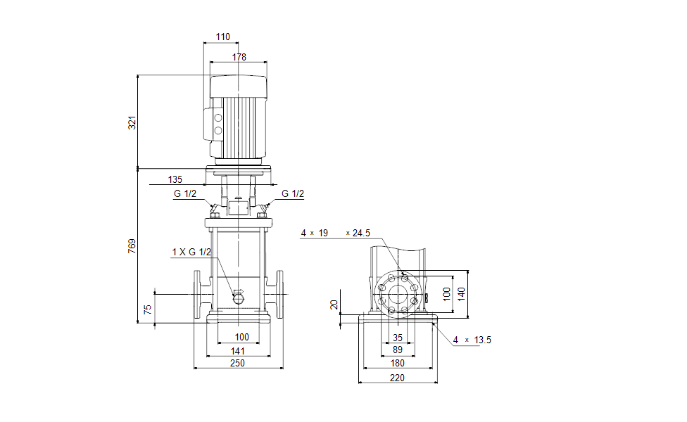 G RUNDFOS KreiselpumpeCR 3-29 A-FGJ-A-V-HQQV -Art. 96513359