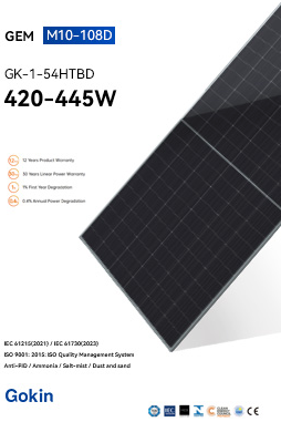 Gokin Solar Co., Ltd. - Solarmodul - Gem M10-108D 420-445W GK-1-54HTBD-430M - Art. 225777