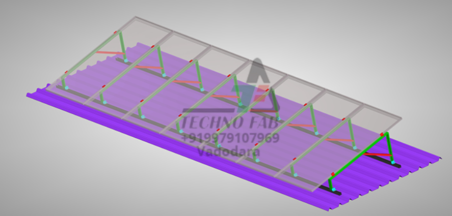 Techno FAB - Montagesysteme - HDG Structure above 15 Degree Tilt on Slope Roof Suitable for NORTH & SOUTH Roof - Art. 10545