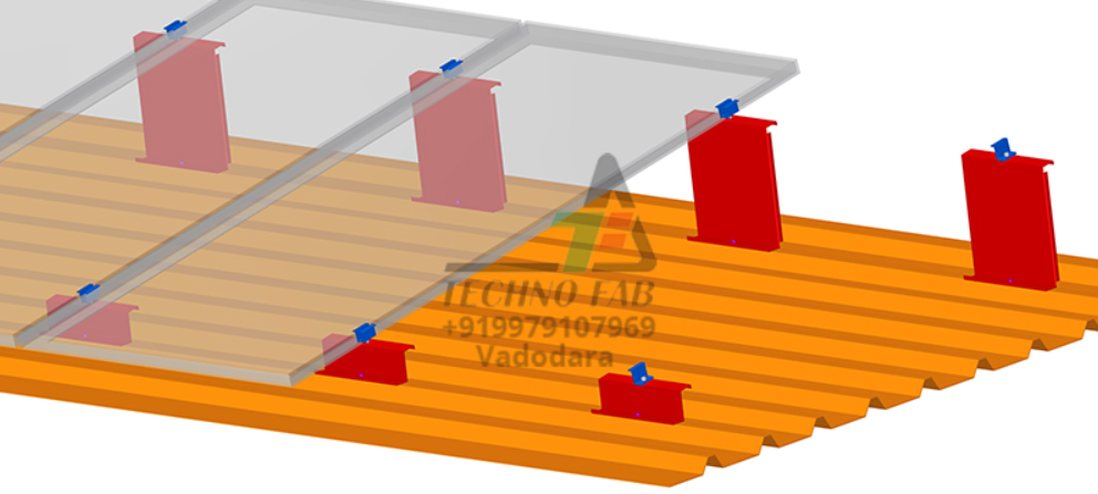 Techno FAB - Montagesysteme - HDG Structure up to 15 Degree Tilt on Slope Roof Suitable for NORTH & SOUTH Roof - Art. 10543