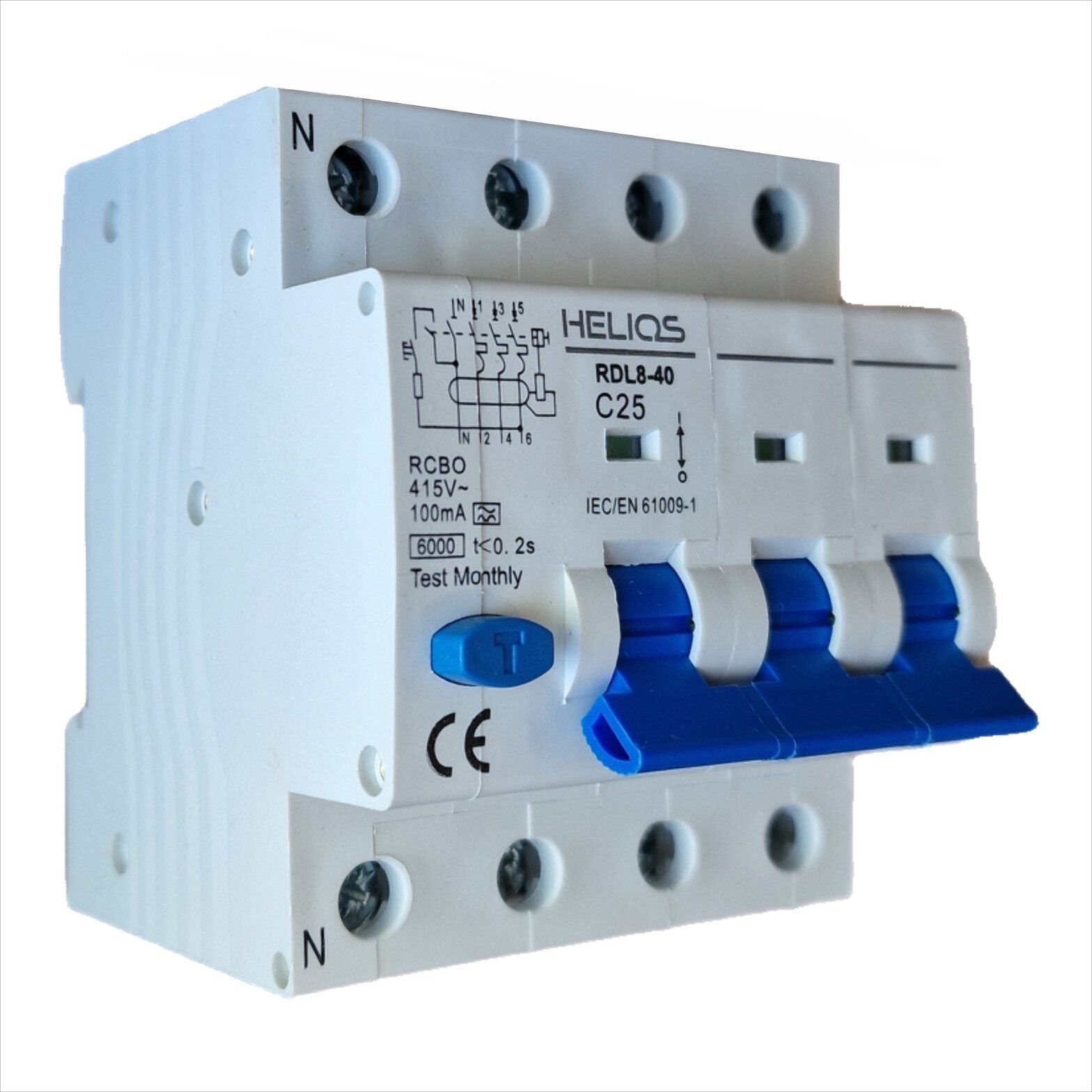 HELIOS RCBO 25A/100mA Type A 4P
