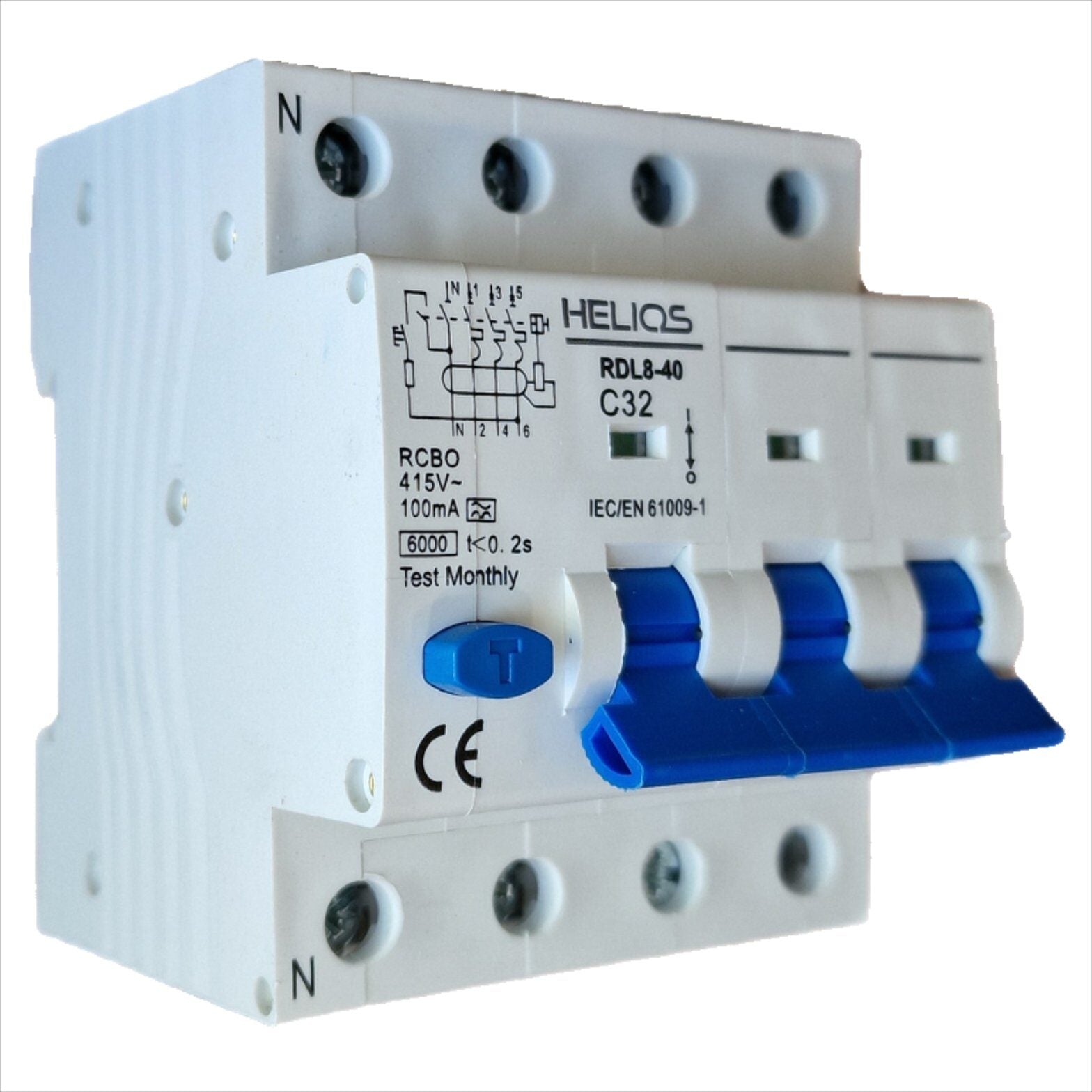 HELIOS RCBO 32A/100mA Type A 4P