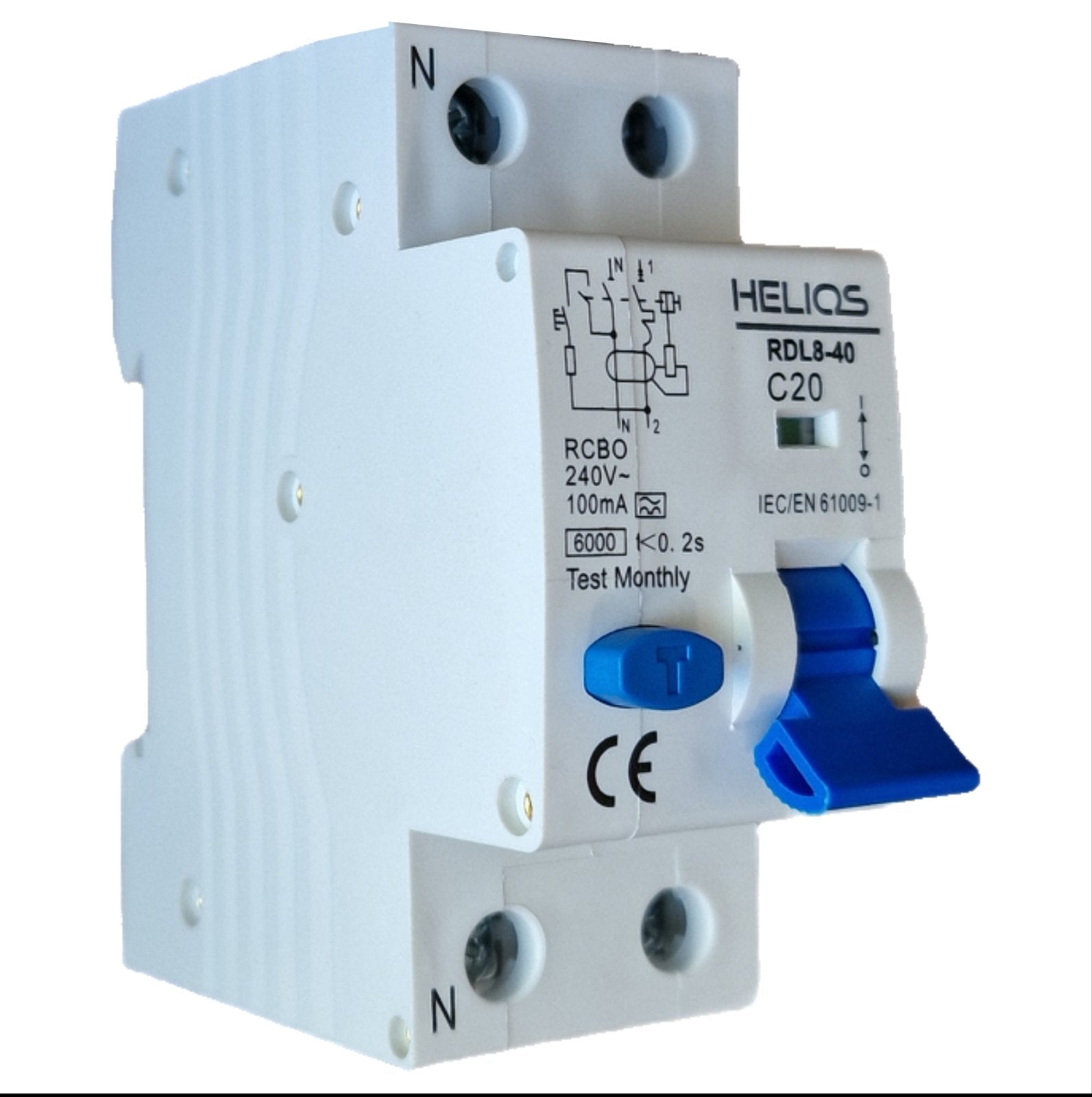 HELIOS RCBO 6A/100mA Type A 2P