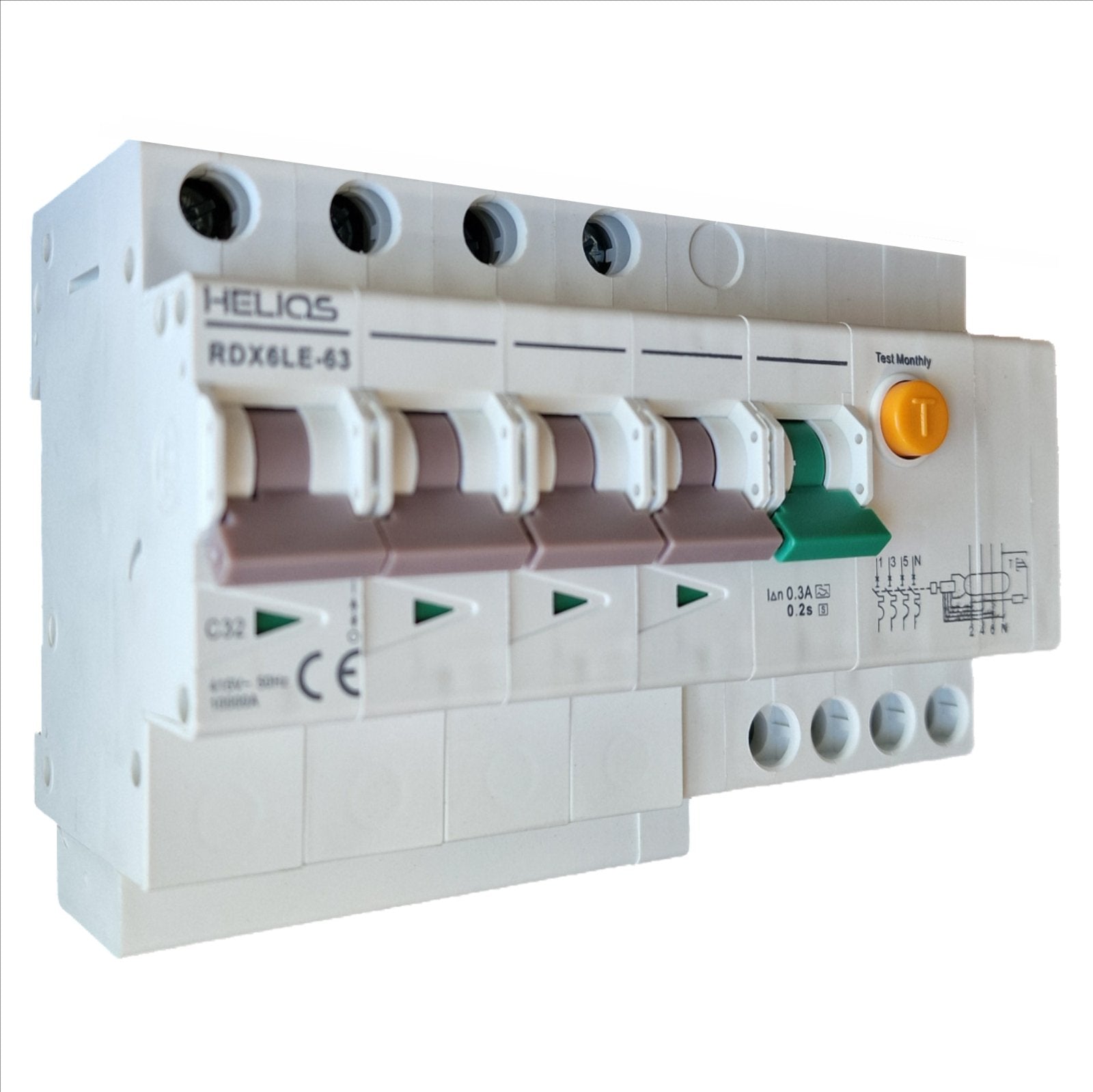 HELIOS RCD ADD ON 300m + MCB 4P 40A A+S