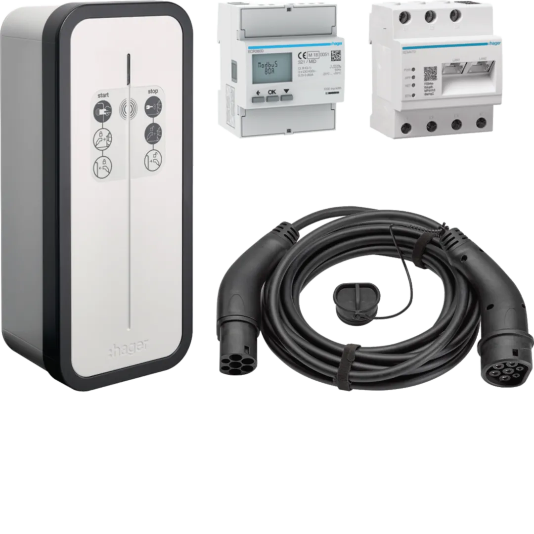 Hager Solar-Kit witty mit Controller flow, Netzzähler und Ladekabel