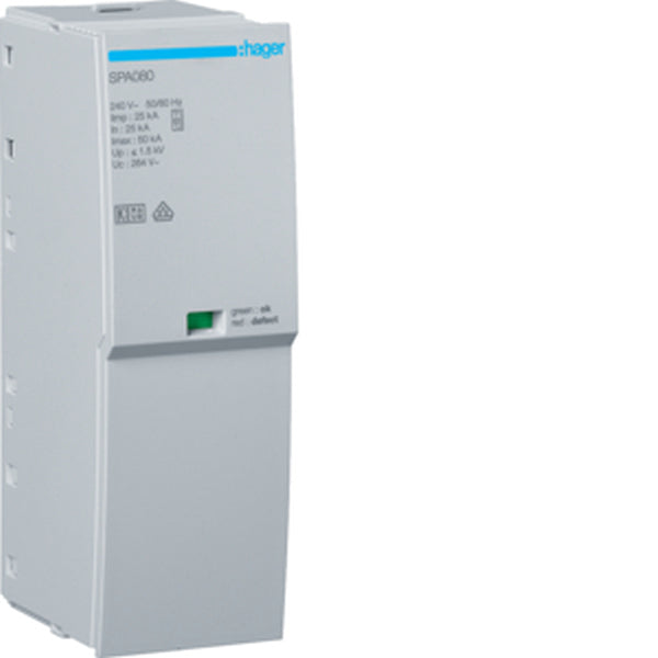 Hager Steckmodul SPA080 T1+T2 1P Uc 264V 25kA Up 1.5kV