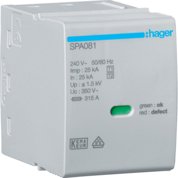 Hager Steckmodul SPA081 L-N/PEN Uc 350V Iimp 25kA Up