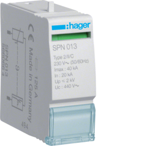 Hager Steckmodul SPN013 1polig 40kA Typ2 440V