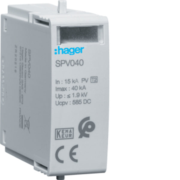 Hager Steckmodul SPV040 T2 1P Photovoltaic +/- für SPV340