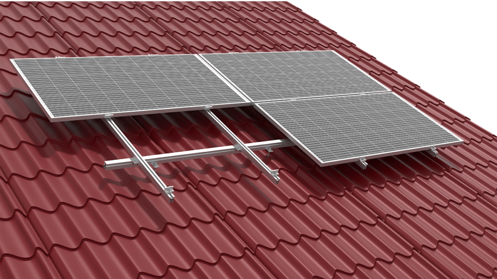 Energy5 Sp. z o.o. - Montagesysteme - Horizontal, Cross Layout Mounting for Pitched Roof M10-DS,B_K,1H - Art. 8939