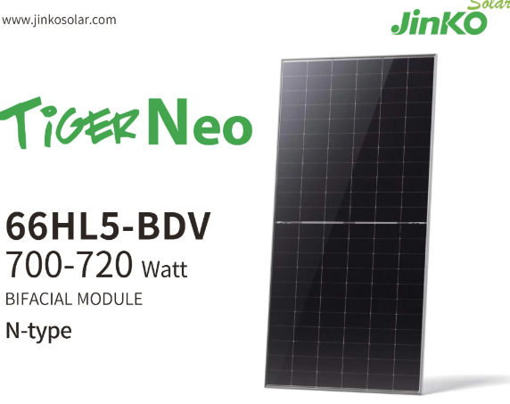 JINKO Solarmodul JKM715N-66HL5-BDV, 715W N-Typ Bifaziale Mono-Module, Klasse A