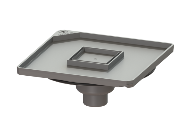 KESSEL Abdeckplatte 366 x 366 mm mit Ablaufkörper hoch, 50 mm GV, befl. - Art Nr. 830055