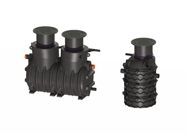 KESSEL Fettabscheider EasyClean ground NS 10, Auto Mix & Pump,1475-1665 mm, D - Art Nr.  93010/170D-PVS-TS