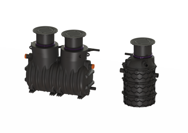 KESSEL Fettabscheider EasyClean ground NS 10, Auto Mix & Pump, 715-1165 mm, A/B - Art Nr. 93010/120B-PVS-TS