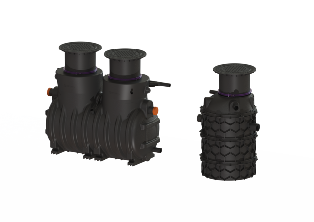 KESSEL Fettabscheider EasyClean ground NS 7, Auto Mix, 715-1165 mm, A/B - Art Nr. 93007/120B-DSP-TS