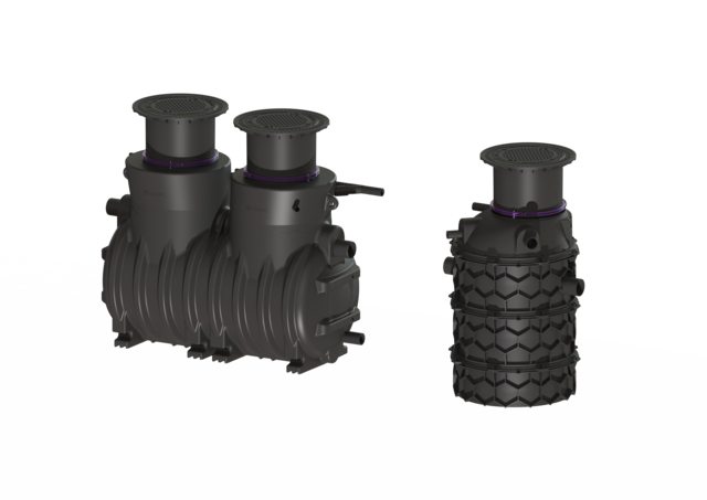 KESSEL Fettabscheider EasyClean ground NS 7, Auto Mix & Pump, 715-1165 mm, A/B - Art Nr. 93007/120B-PVS-TS