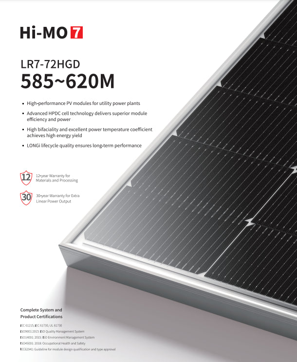 Chasun Solar Co., Ltd - Solarmodul - LONGi Solar
                                                        Hi-MO 7 LR7-72HGD 585-620M LR7-72HGD-610M - Art. 223020