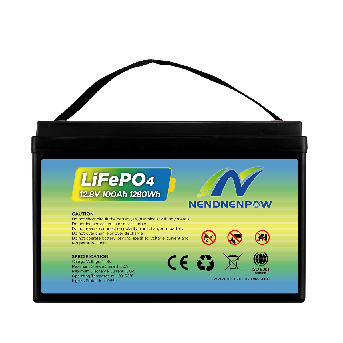 Shenzhen Nendnenpow Industry Co. Ltd. - Speicher - Lead acid replacement LiFePO4 Battery 12,8V 100Ah - Art. 38646
