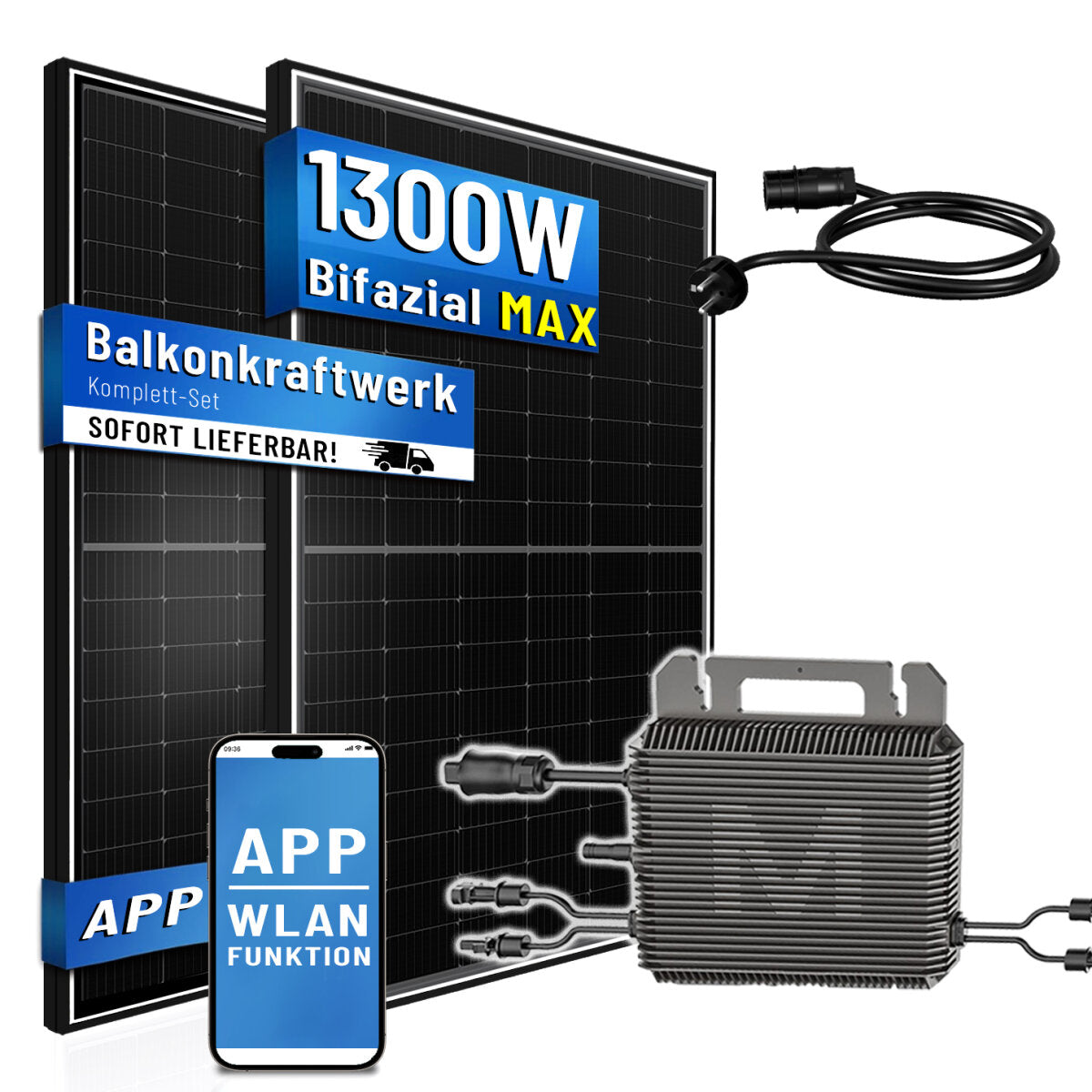 MARSTEK Balkonkraftwerk 1300W mit 800W Wechselrichter