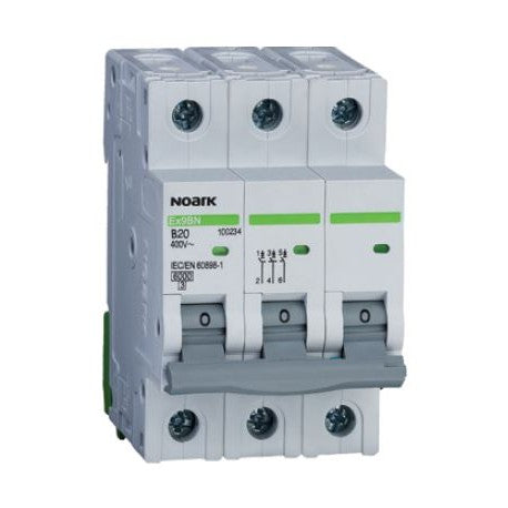 Noark Installationsschutzschalter 6 kA, Charakteristik B, 6 A, 3-polig